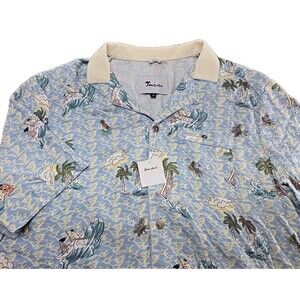 NEW - Tombolo Shirt Mens XL Playa De Eden Iceburg Blue Short Sleeve Button Down